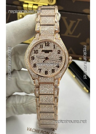 Patek Philippe Twenty-4 Diamonds Paved Rose Gold Super Clone Watch 