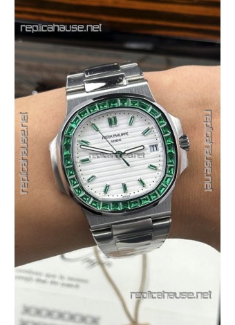 Patek Philippe Nautilus 5723 White Dial Green Rubies Super Clone Watch 