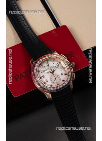 Patek Philippe Aquanaut 7968 Rose Gold Black Strap Super Clone Watch 