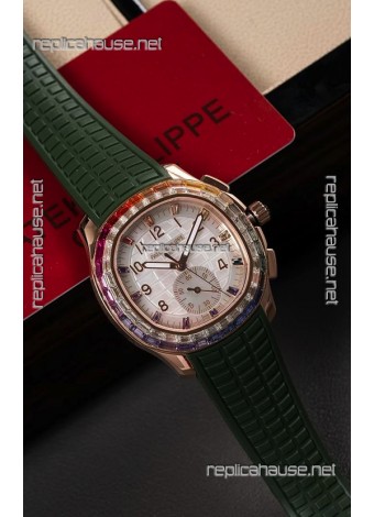 Patek Philippe Aquanaut 7968 Rose Gold Green Strap Super Clone Watch 