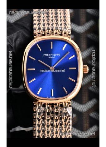 Patek Philippe Golden Ellipse 5738/1R-001 Rose Gold Blue Dial Super Clone Watch 