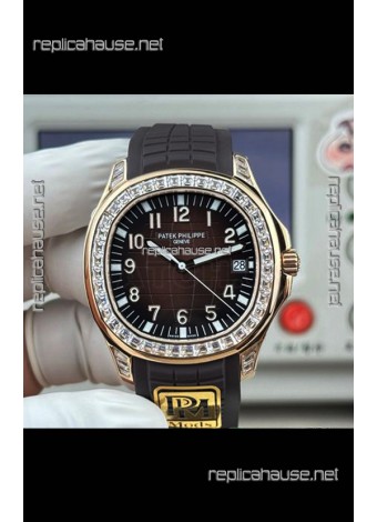 Patek Philippe Aquanaut 5167 Brown Dial Diamonds Bezel Super Clone Watch 