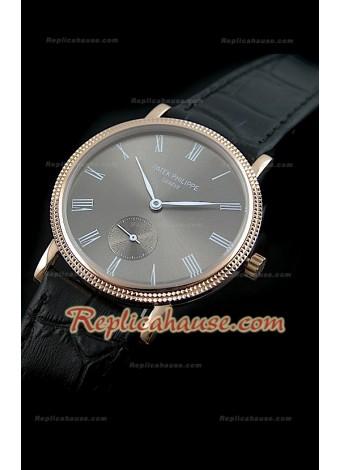 Patek Philippe Calatrava Japanese Replica Watch in Rose Gold