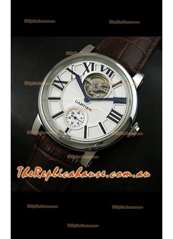 Ballon De Cartier Flying Tourbillon Japanese Replica Watch - Brown Strap