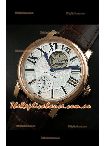 Ballon De Cartier Flying Tourbillon Japanese Replica Watch - Pink Gold Case