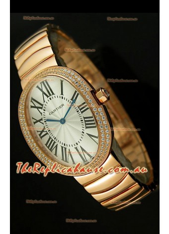 Cartier Baignoire Japanese Replica Watch in Yellow Gold/Diamonds Bezel