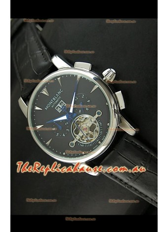 Mont Blanc Flying Tourbillon Japanese Replica Watch in Black Dial