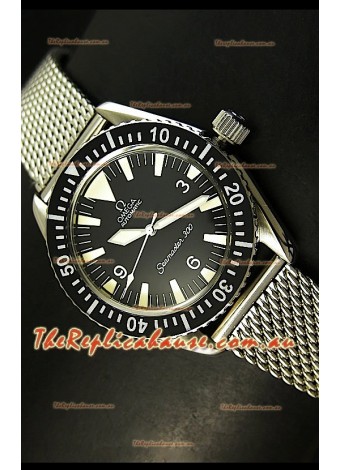 Omega Seamaster 300 Black Dial Swiss Watch with Mesh Strap