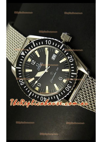 Omega Seamaster 300 R-Navy Black Dial Swiss Watch with Mesh Strap
