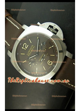 Panerai PAM365 L’Astronomo Luminor 1950 GMT Equation of Time Watch Brown Dial Steel
