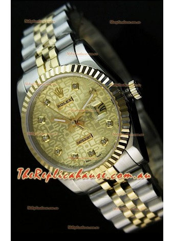 Rolex Replica Datejust Mens Japanese Watch in Gold Dial - 41MM