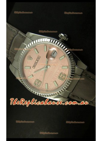 Rolex Replica Datejust Swiss Replica Watch - 37MM - Champange Dial/Grey Strap