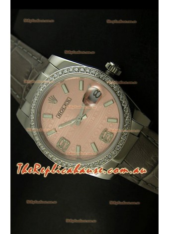 Rolex Replica Datejust Swiss Replica Watch - 37MM - Champange Dial/Grey Strap