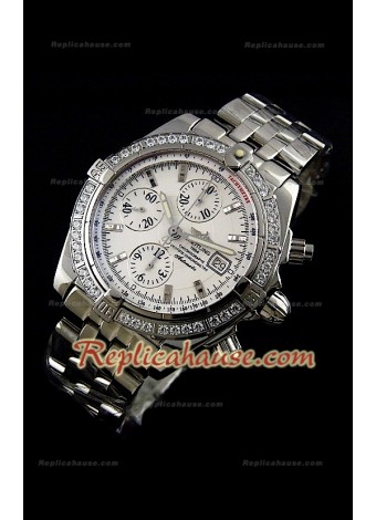 Breitling Chronomat Evolution Swiss Replica Watch with Diamonds Bezel