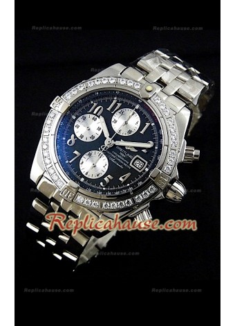 Breitling Chronomat Evolution Swiss Replica Watch with Diamonds Bezel
