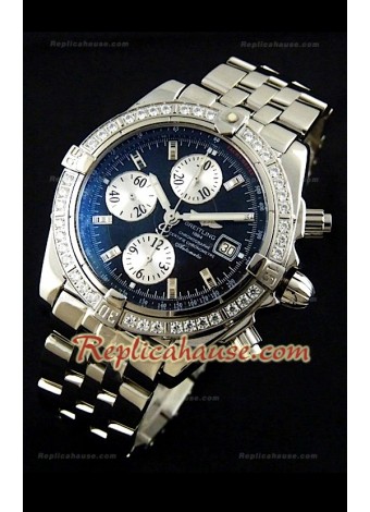 Breitling Chronomat Evolution Swiss Replica Watch with Diamonds Bezel