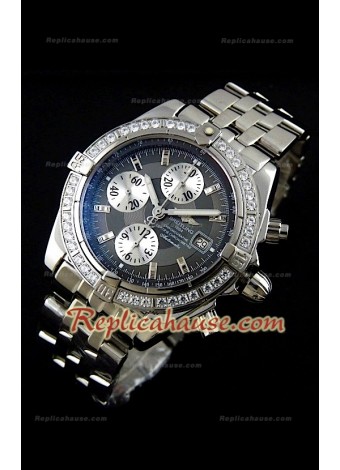 Breitling Chronomat Evolution Swiss Replica Watch with Diamonds Bezel
