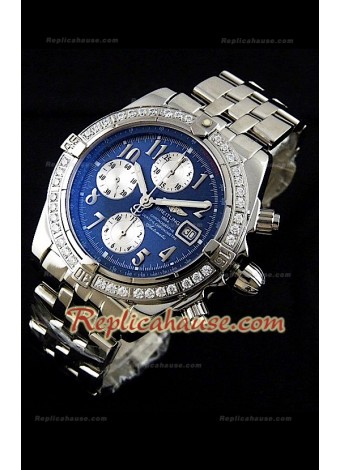 Breitling Chronomat Evolution Swiss Replica Watch with Diamonds Bezel