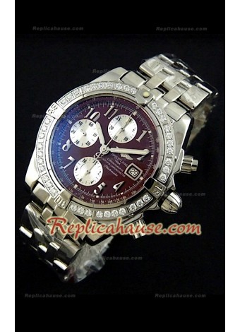 Breitling Chronomat Evolution Swiss Replica Watch with Diamonds Bezel
