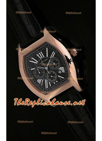 Cartier Tortue Chronograph Japanese Quartz Rose Gold Watch