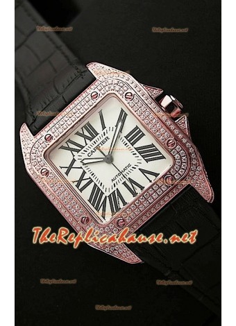 Cartier Santos 100 Ladies Swiss Replica Watch 38MM - 1:1 Mirror Replica