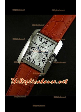 Cartier Tank Francaise Ladies Watch Light Brown Strap Steel Case