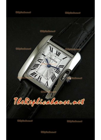 Cartier Tank Francaise Ladies Watch Black Strap Steel Case
