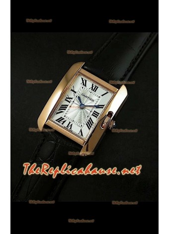 Cartier Tank Francaise Ladies Watch Black Strap Gold Case