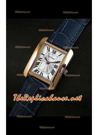 Cartier Tank Francaise Ladies Watch Purple Strap Gold Case