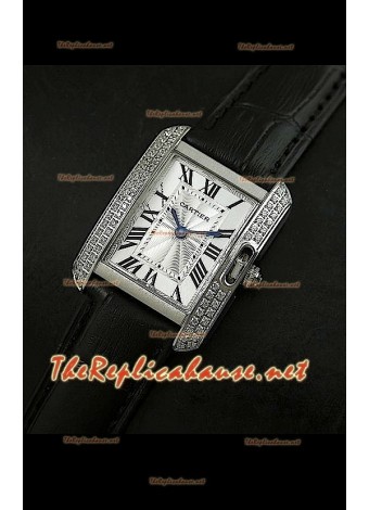 Cartier Tank Francaise Ladies Watch Diamonds Bezel Steel Case
