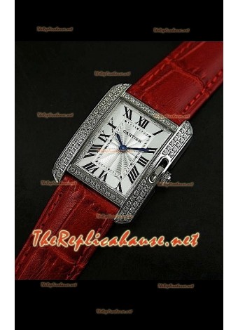 Cartier Tank Francaise Ladies Watch Diamonds Bezel Steel Case