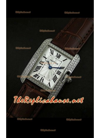 Cartier Tank Francaise Ladies Watch Diamonds Bezel Steel Case