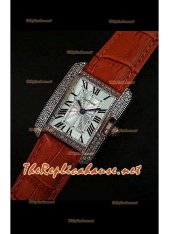 Cartier Tank Francaise Ladies Watch Diamonds Bezel Gold Case
