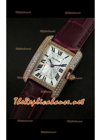 Cartier Tank Francaise Ladies Watch Diamonds Bezel Gold Case