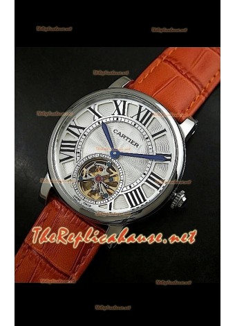 Cartier Calibre Japanese Tourbillon Light Brown Strap Watch