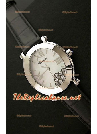 Chopard Happy Sport Ladies Japanese Watch in Black Leather Strap