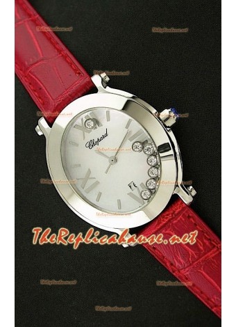 Chopard Happy Sport Ladies Japanese Watch in Red Leather Strap