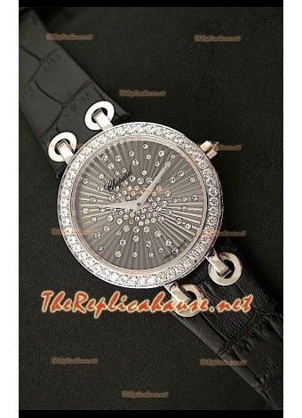 Chopard Xtraveganza Ladies Watch with Diamonds Studded Casing Black Strap