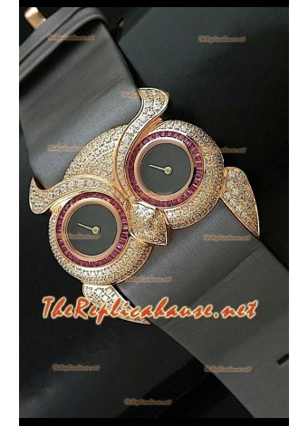 Chopard Animal World Ladies Owl Watch in Rose Gold Grey Dial