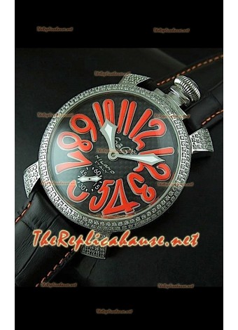 GaGa Milano Manuale Japanese Watch Black Carbon Dial