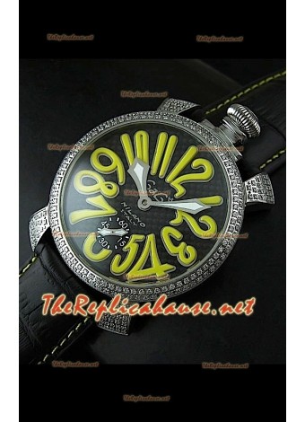 GaGa Milano Manuale Japanese Watch Black Carbon Dial