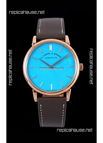 A.Lange & Sohne Saxonia Thin Swiss Replica Watch Rose Gold Case Tiffany Blue Dial