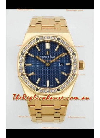 Audemars Piguet Royal Oak 33MM Yellow Gold Blue Dial 1:1 Mirror Replica Watch