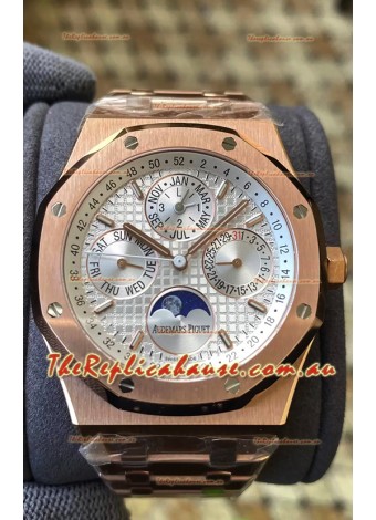 Audemars Piguet Royal Oak Perpetual Calendar Swiss Replica 904L Steel in Rose Gold Casing