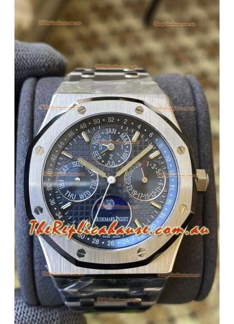 Audemars Piguet Royal Oak Perpetual Calendar Swiss Replica 904L Steel in Steel Blue Dial