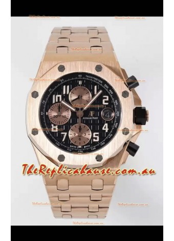 Audemars Piguet Royal Oak Offshore Black Dial Chronograph 1:1 Mirror Replica Watch - Rose Gold 