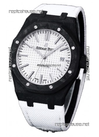Audemars Piguet Royal Oak Ref.15400 Forged Carbon Casing Watch White Dial in 1:1 Mirror Replica