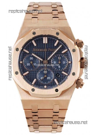 Audemars Piguet Royal Oak Chronograph 1:1 Mirror Replica - Rose Gold Casing Blue Dial in 41MM