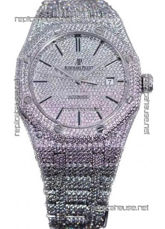 Audemars Piguet Royal Oak 15400 Iced Out Stick Dial in Stainles Steel Casing Swiss Replica Watch
