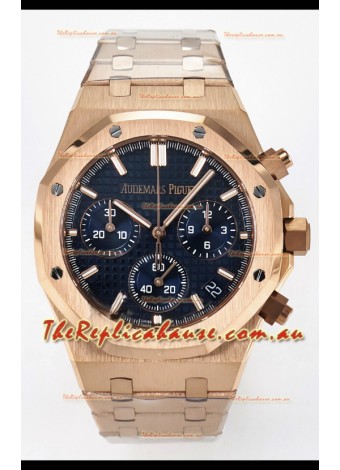 Audemars Piguet Royal Oak Super Clone - Black Dial Rose Gold Casing 41MM